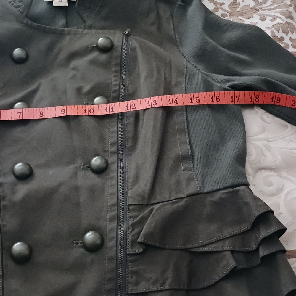 Forever 21 Asymmetrical Zipper Jacket sz M  Green EUC - Picture 8 of 16